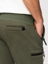 Ombre Clothing Pánske tepláky JOGGER s vreckami na stehnách a kontrastnými vsadkami - olivová V5 OM-PASK-0222 Ombre Clothing