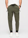 Ombre Clothing Pánske tepláky JOGGER s vreckami na stehnách a kontrastnými vsadkami - olivová V5 OM-PASK-0222 Ombre Clothing