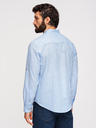 Ombre Clothing Pánska pruhovaná ľanová košeľa so stojáčikom - biela a modrá V2 OM-SHCS-0189 Ombre Clothing