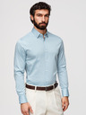 Ombre Clothing Pánska klasická košeľa SLIM FIT zo saténovej tkaniny - modrá V2 OM-SHOS-0211 Ombre Clothing