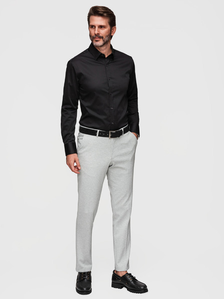 Ombre Clothing Klasická pánska košeľa SLIM FIT zo saténovej tkaniny - čierna V4 OM-SHOS-0211 Ombre Clothing