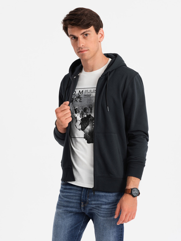 Ombre Clothing Pánska bavlnená mikina BASIC so zipsom Ombre Clothing