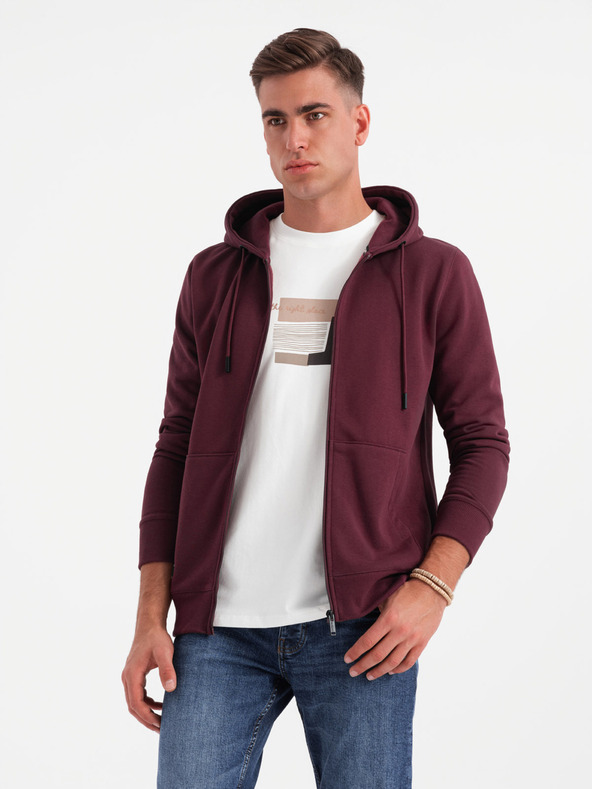 Ombre Clothing Pánska bavlnená mikina BASIC so zipsom Ombre Clothing