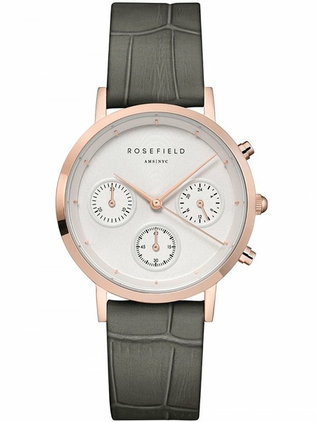 Rosefield Rosefield hodinky NCGRG-N95 The Gabby White Sunray Croco Grey Rose Gold