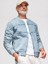 Ombre Clothing Pánska džínsová bunda bomber s efektom stone wash - svetlomodrá V3 OM-JADJ-0163 Ombre Clothing