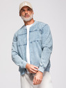 Ombre Clothing Pánska džínsová bunda bomber s efektom stone wash - svetlomodrá V3 OM-JADJ-0163 Ombre Clothing