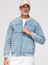 Ombre Clothing Pánska džínsová bunda bomber s efektom stone wash - svetlomodrá V3 OM-JADJ-0163 Ombre Clothing