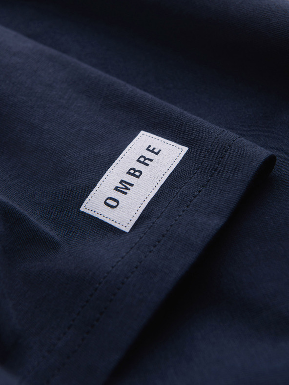 Ombre Clothing Pánske bavlnené tričko s potlačou v univerzitnom štýle - tmavo modré V3 OM-TSPT-0269 Ombre Clothing