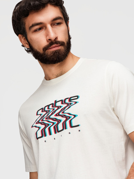 Ombre Clothing Pánske bavlnené tričko s ombré potlačou - biele V2 OM-TSPT-0286 Ombre Clothing