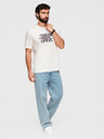 Ombre Clothing Pánske bavlnené tričko s ombré potlačou - biele V2 OM-TSPT-0286 Ombre Clothing