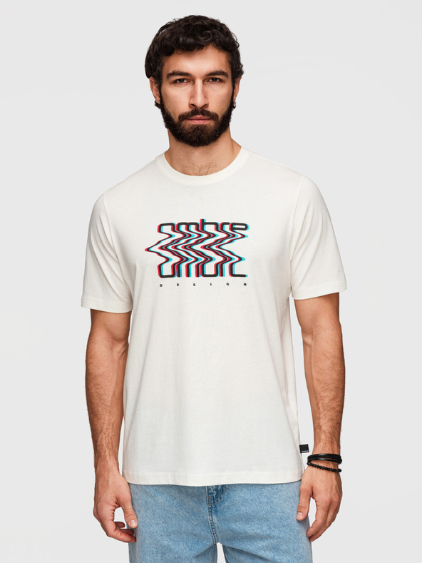 Ombre Clothing Pánske bavlnené tričko s ombré potlačou - biele V2 OM-TSPT-0286 Ombre Clothing