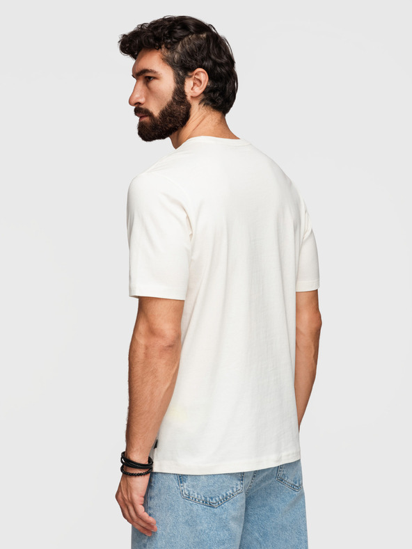 Ombre Clothing Pánske bavlnené tričko s ombré potlačou - biele V2 OM-TSPT-0286 Ombre Clothing