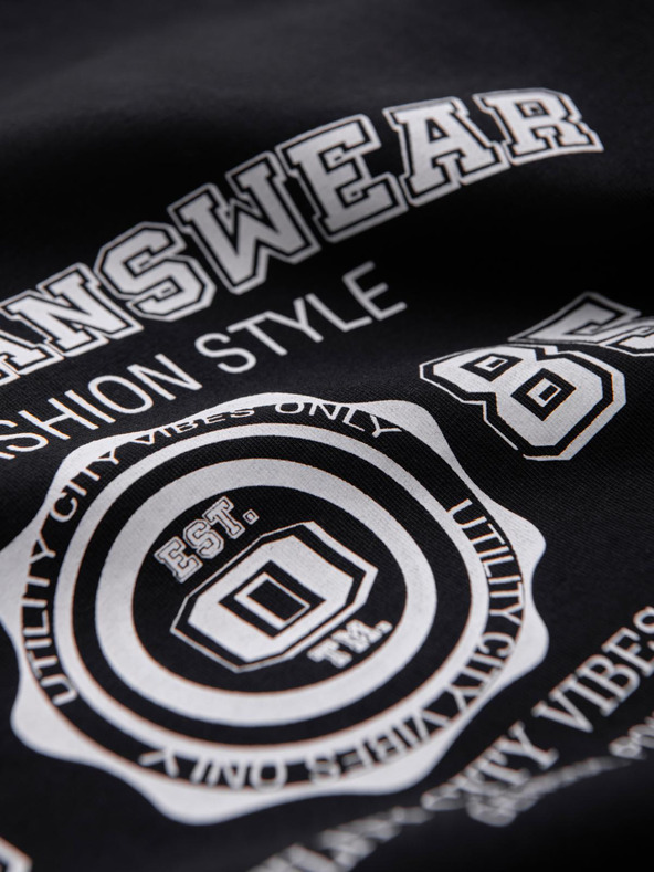 Ombre Clothing Pánske bavlnené tričko s potlačou College - V2 black OM-TSPT-0269 Ombre Clothing