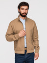 Ombre Clothing Pánska bunda Harrington so stojačekom a kockovanou podšívkou - svetlo hnedá V5 OM-JANP-0326 Ombre Clothing