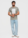 Ombre Clothing Pánske bavlnené tričko s geometrickým potlačou - sivé V3 OM-TSPT-0259 Ombre Clothing