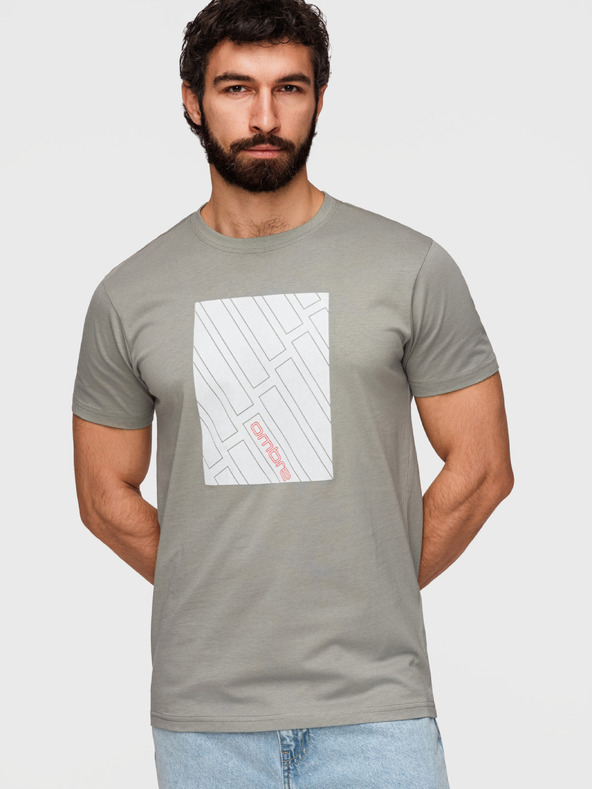 Ombre Clothing Pánske bavlnené tričko s geometrickým potlačou - sivé V3 OM-TSPT-0259 Ombre Clothing