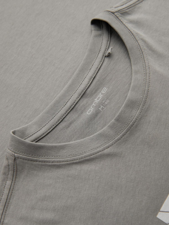 Ombre Clothing Pánske bavlnené tričko s geometrickým potlačou - sivé V3 OM-TSPT-0259 Ombre Clothing
