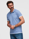 Ombre Clothing Pánska bavlnená polokošeľa s kontrastným lemovaním - modrá V3 OM-POSS-0170 Ombre Clothing