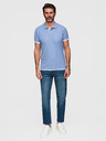 Ombre Clothing Pánska bavlnená polokošeľa s kontrastným lemovaním - modrá V3 OM-POSS-0170 Ombre Clothing