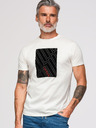 Ombre Clothing Pánske bavlnené tričko s geometrickým potlačou - biele V1 OM-TSPT-0259 Ombre Clothing