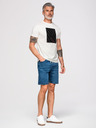 Ombre Clothing Pánske bavlnené tričko s geometrickým potlačou - biele V1 OM-TSPT-0259 Ombre Clothing