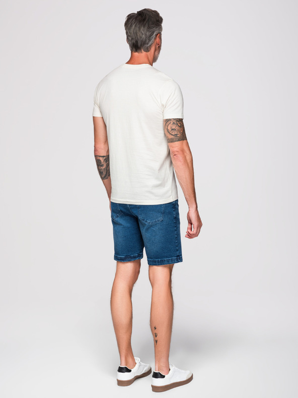 Ombre Clothing Pánske bavlnené tričko s geometrickým potlačou - biele V1 OM-TSPT-0259 Ombre Clothing