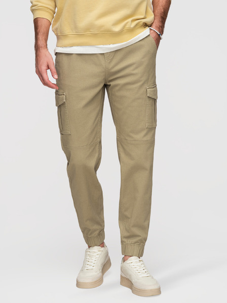 Ombre Clothing Pánske nohavice JOGGERY s cargo vreckami na zips - khaki V1 OM-PAJO-0290 Ombre Clothing