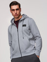 Ombre Clothing Pánska mikina na zips s kapucňou a nášivkou - šedá V1 OM-SSZP-0256 Ombre Clothing