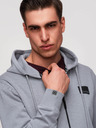 Ombre Clothing Pánska mikina na zips s kapucňou a nášivkou - šedá V1 OM-SSZP-0256 Ombre Clothing
