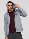 Ombre Clothing Pánska mikina na zips s kapucňou a nášivkou - šedá V1 OM-SSZP-0256 Ombre Clothing