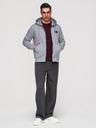 Ombre Clothing Pánska mikina na zips s kapucňou a nášivkou - šedá V1 OM-SSZP-0256 Ombre Clothing