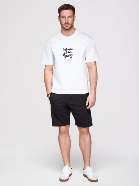 Ombre Clothing Pánske bavlnené šortky so stahovacou šnúrkou a vreckami - čierne V5 OM-SRBS-0205 Ombre Clothing