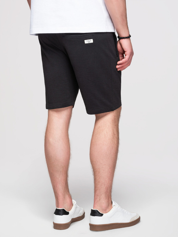 Ombre Clothing Pánske bavlnené šortky so stahovacou šnúrkou a vreckami - čierne V5 OM-SRBS-0205 Ombre Clothing