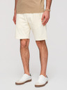 Ombre Clothing Pánske bavlnené šortky s lemom a vreckami - krémové V12 OM-SRBS-0205 Ombre Clothing