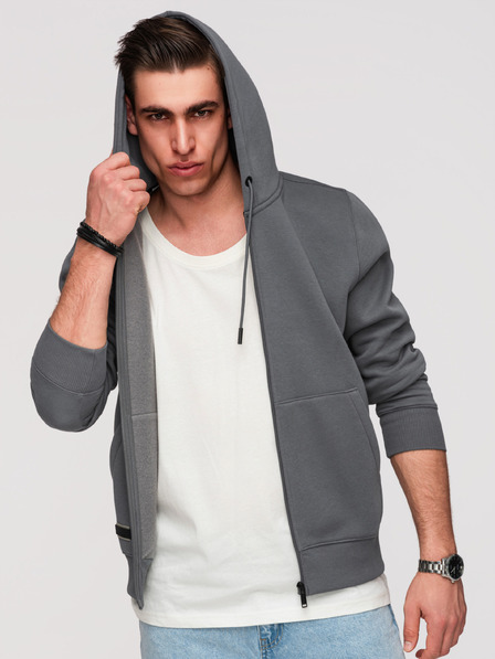 Ombre Clothing Pánska bavlnená mikina BASIC so zipsom Ombre Clothing