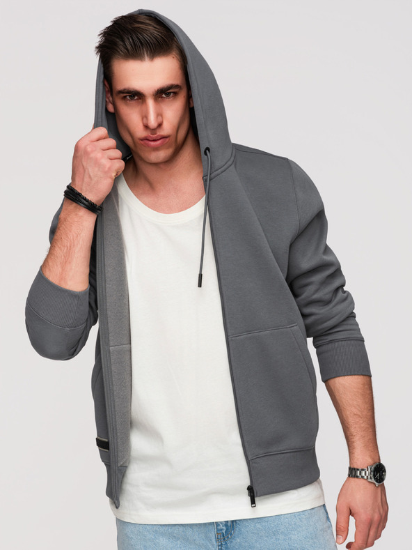 Ombre Clothing Pánska bavlnená mikina BASIC so zipsom Ombre Clothing