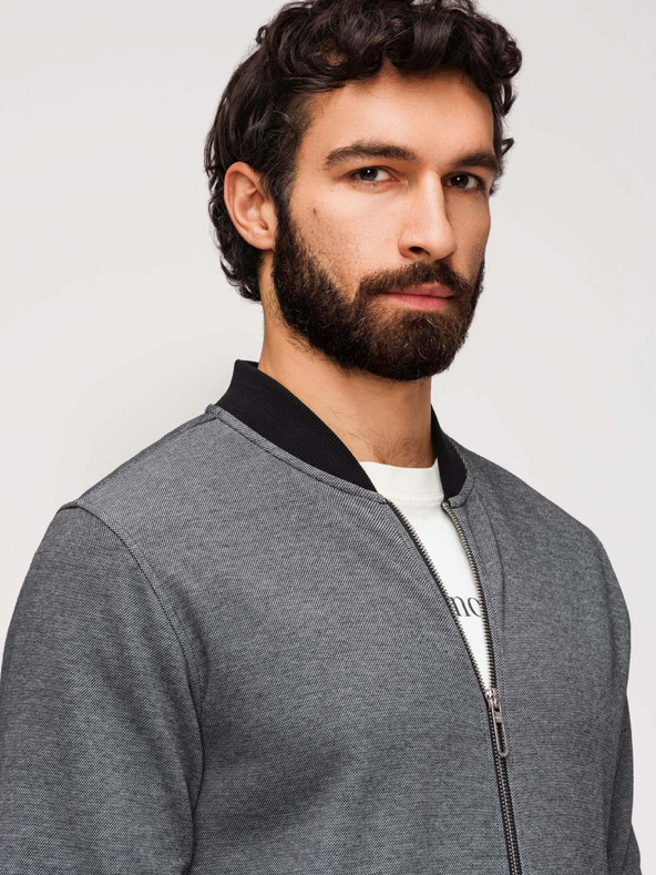 Ombre Clothing Pánska pletená bunda bomber - čierna