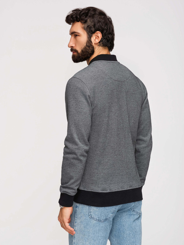 Ombre Clothing Pánska pletená bunda bomber - čierna