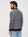 Ombre Clothing Pánska pletená bunda bomber - čierna