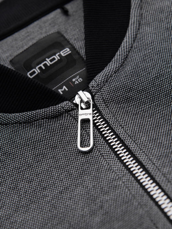 Ombre Clothing Pánska pletená bunda bomber - čierna
