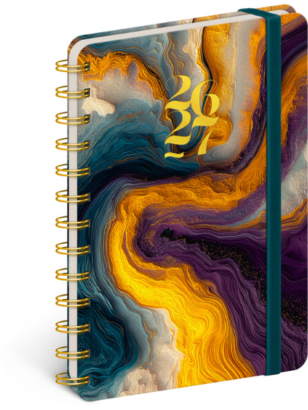 NOTIQUE NOTIQUE Špirálový 18mesačný denník Petito – Farebný achát 2026/2027, 13 x 18 cm
