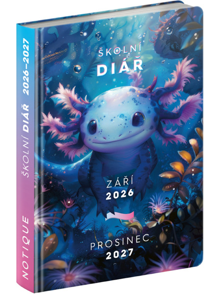 NOTIQUE NOTIQUE Školský denník Axolotl (september 2026 – december 2027), 9,8 x 14,5 cm