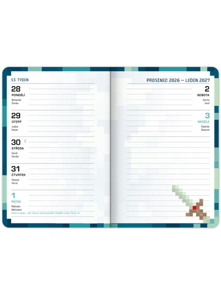 NOTIQUE NOTIQUE Školský denník Gamer (september 2026 – december 2027), 9,8 x 14,5 cm