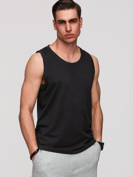 Ombre Clothing Pánske bavlnené tielko BASIC - čierne V3 OM-TSBT-0272 Ombre Clothing