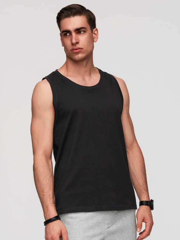 Ombre Clothing Pánske bavlnené tielko BASIC - čierne V3 OM-TSBT-0272 Ombre Clothing