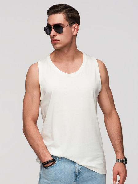 Ombre Clothing Pánske bavlnené tielko BASIC - biele V1 OM-TSBT-0272 Ombre Clothing
