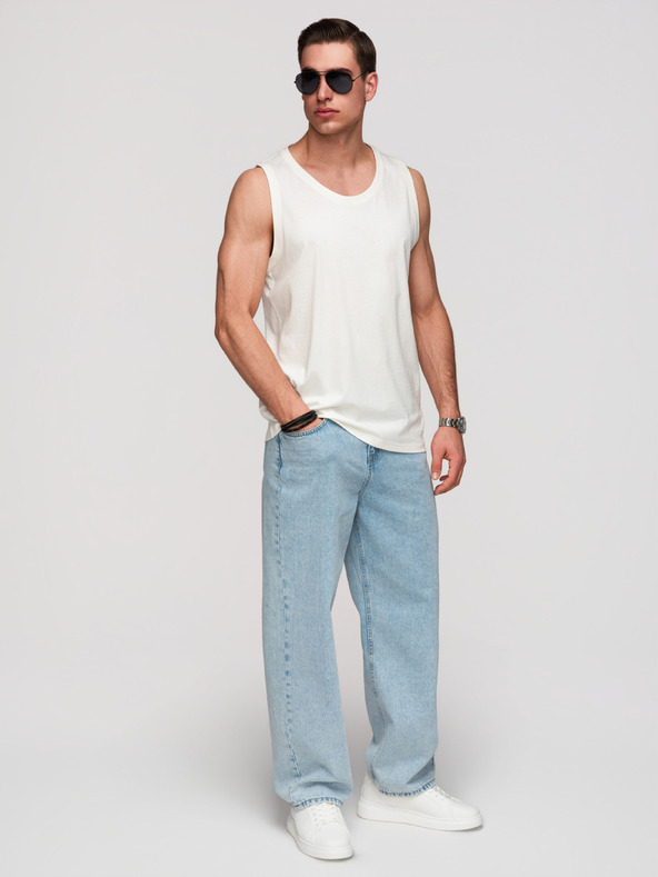 Ombre Clothing Pánske bavlnené tielko BASIC - biele V1 OM-TSBT-0272 Ombre Clothing