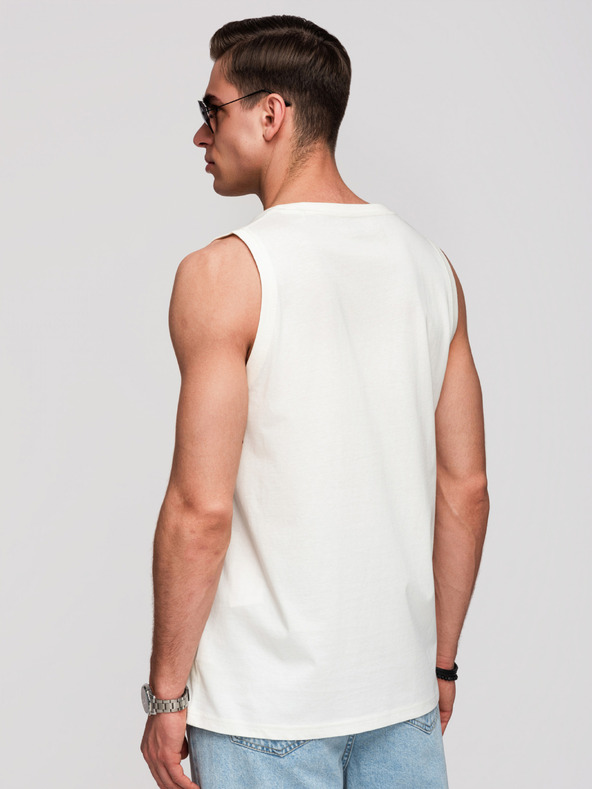 Ombre Clothing Pánske bavlnené tielko BASIC - biele V1 OM-TSBT-0272 Ombre Clothing