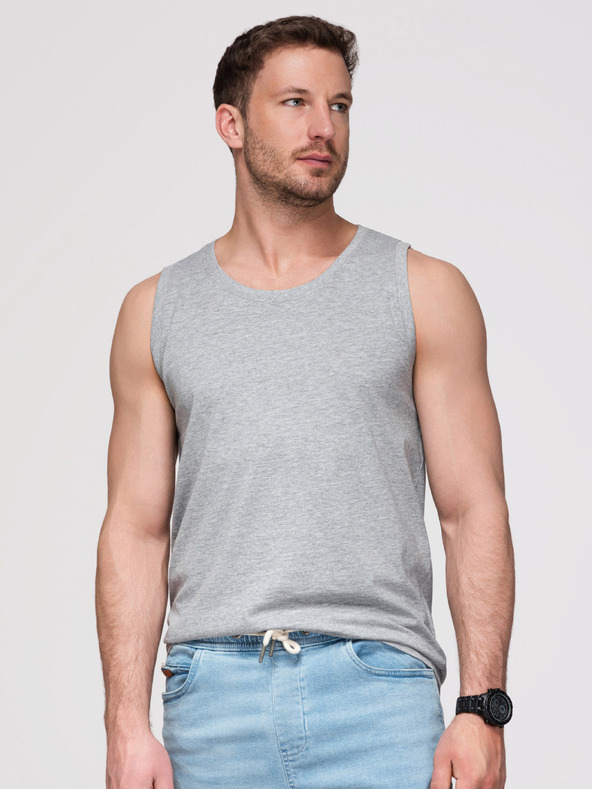 Ombre Clothing Pánske bavlnené tielko BASIC - šedý melanž V2 OM-TSBT-0272 Ombre Clothing