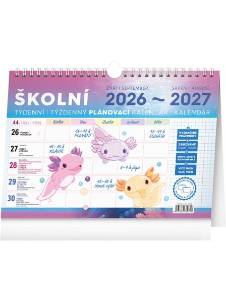 NOTIQUE NOTIQUE Školský plánovací kalendár s háčkom 2027, 30 x 21 cm